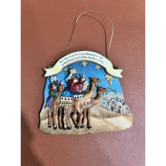 Vintage Three Kings Christmas Ornament Wise Men on Camels Nativity Decoration - Picture 1 of 4